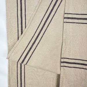 Park Hill Collection 100% Linen Farmhouse Tablecloth 48 X 57 Beige Black Stripe